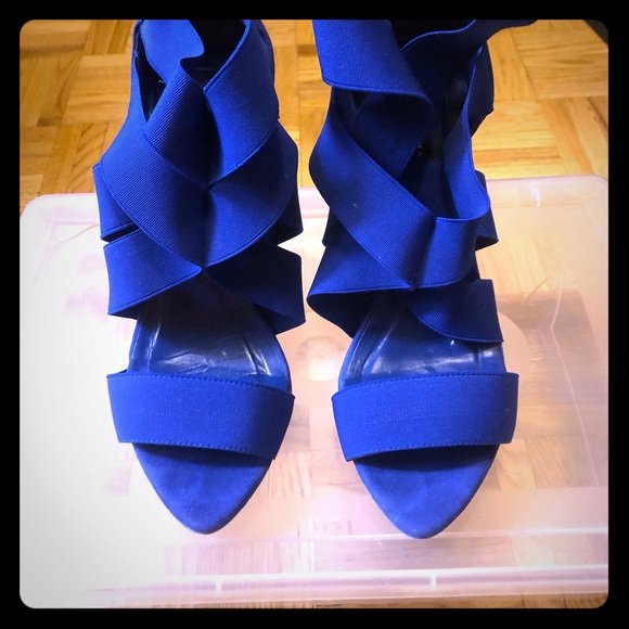 Royal blue Zara bandage heels - Picture 1 of 3